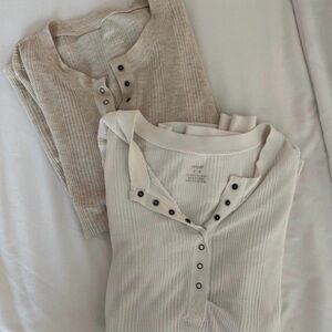 Bundle of Aerie Long Sleeve Henleys (2)